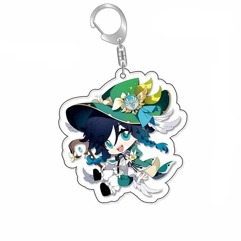 Raiden Shogun Klee Nahida Q Type Genshin Impact Cartoon Keychain Acrylic Bag Keyring Pendant Trendy Gift