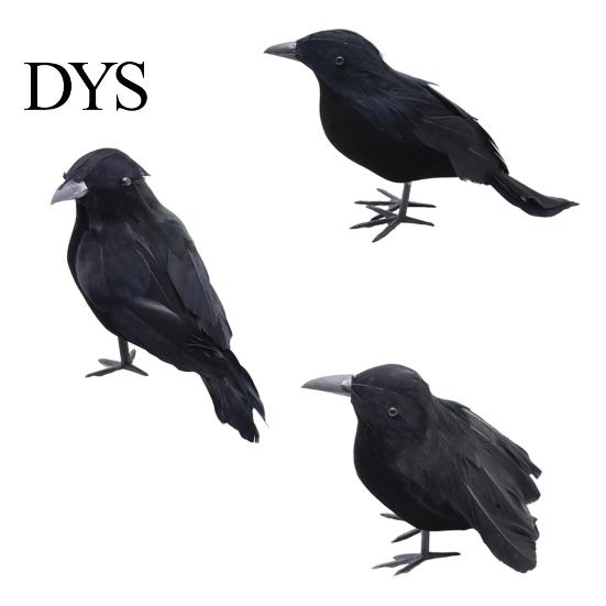 Realistic Feathered Crows Black Crow Halloween Decor, Lifelike Raven Figurine Prop Simulation Ravens for Haunted House, Artificial Bird Ornament Party