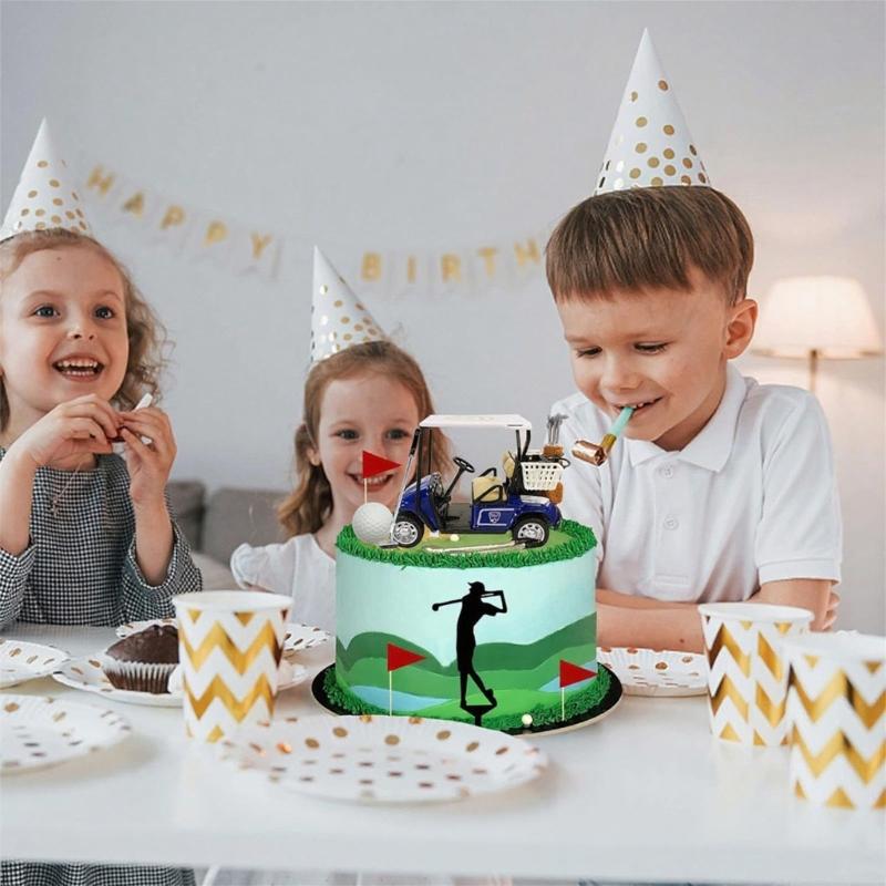 Golfing Cart Standard Cake Leader For Golfing Theme Party Birthday Celebration Plastic Decoration