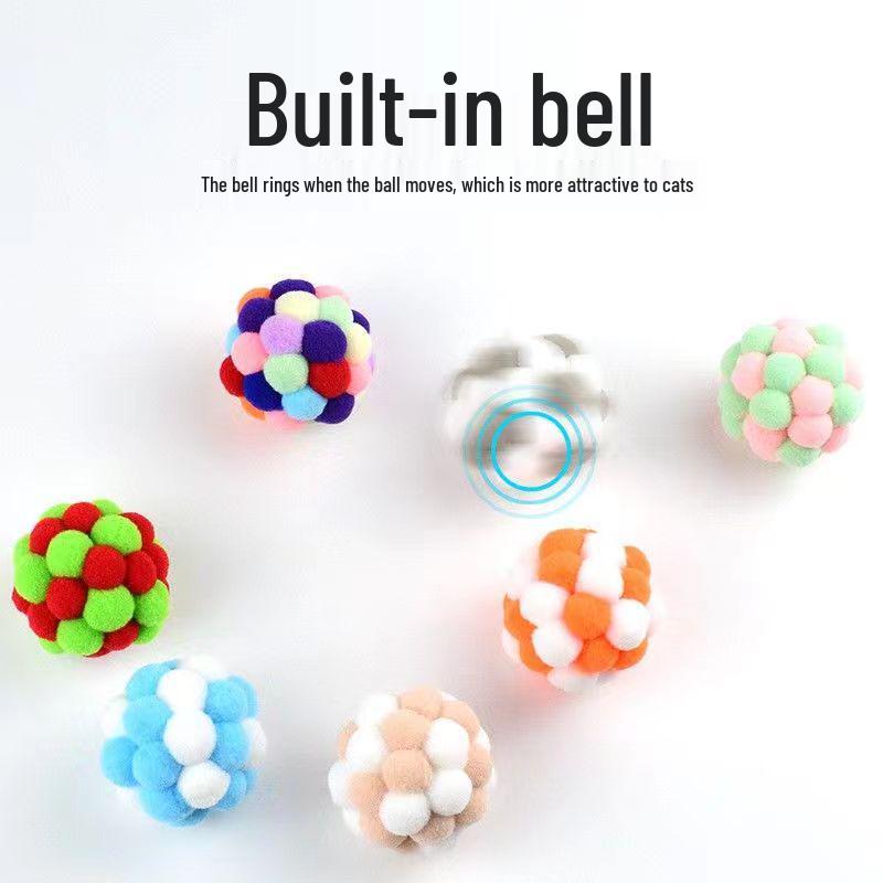 Seven-Color Elastic Wool Bell Ball for Cats