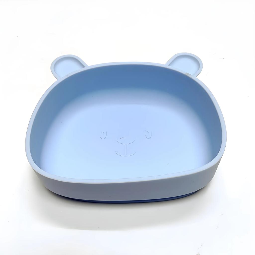 Non-Toxic Children'S Silicone Dinner Plate Baby Auxiliary Bowl Suction Cup Bear Cartoon Dinner Plate Fall-Proof Anti-Scald Tableware