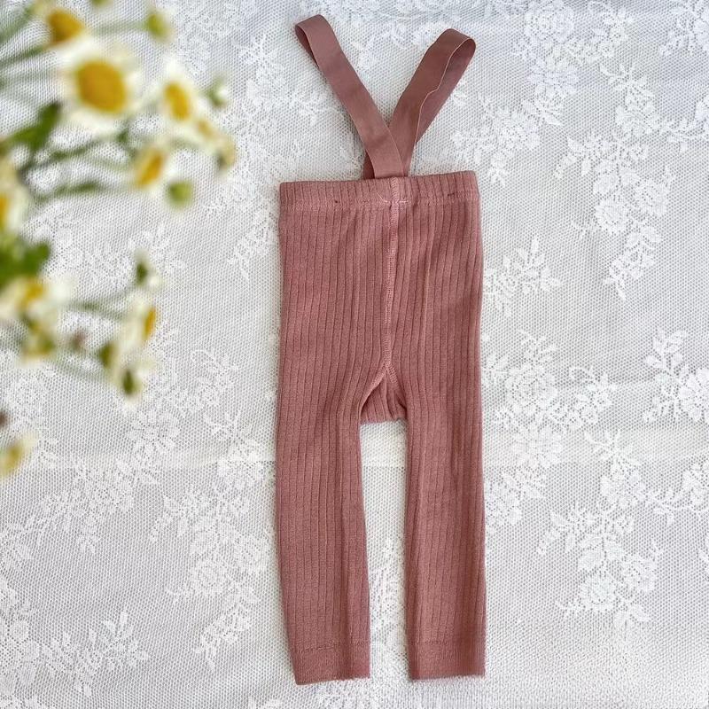 Infant Baby Girl Ribbed Leggings Suspender Pants Overalls Knit Tights Pantyhose Socks Warm Stockings Newborn Suspender Tights