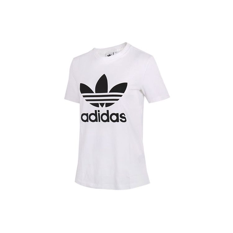 Adidas Originals Trefoil Tee White Letter Print American Vintage Short Sleeve T-Shirt Women Tops CV9889