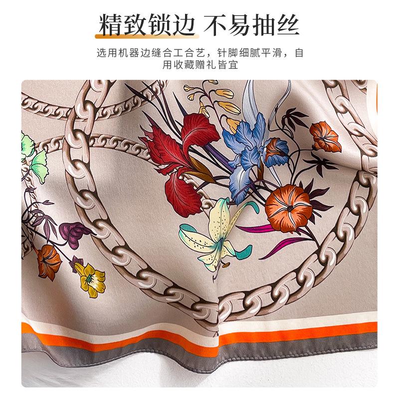 Fashion 100% Pure Silk Scarf Women Floral Shawls Wraps for Ladies Foulard Scarves Pashmina Neck Female Hijab Square Kerchief