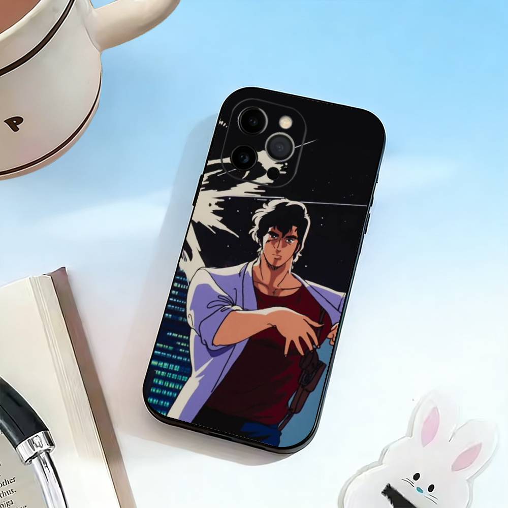 

Retro C-City Hunter Comic Phone Case For iPhone 17, 16,15,14,13,12,11 Plus,Pro Max, Others Soft Black Cover iPhone16
