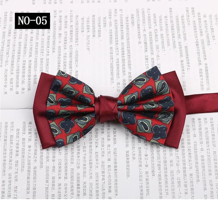 Gemusterte Fliege Herren Imitationsseide Druck Retro High-End Französisches Hemd Amtlich Fotografie Hochzeit Schleife Kragen