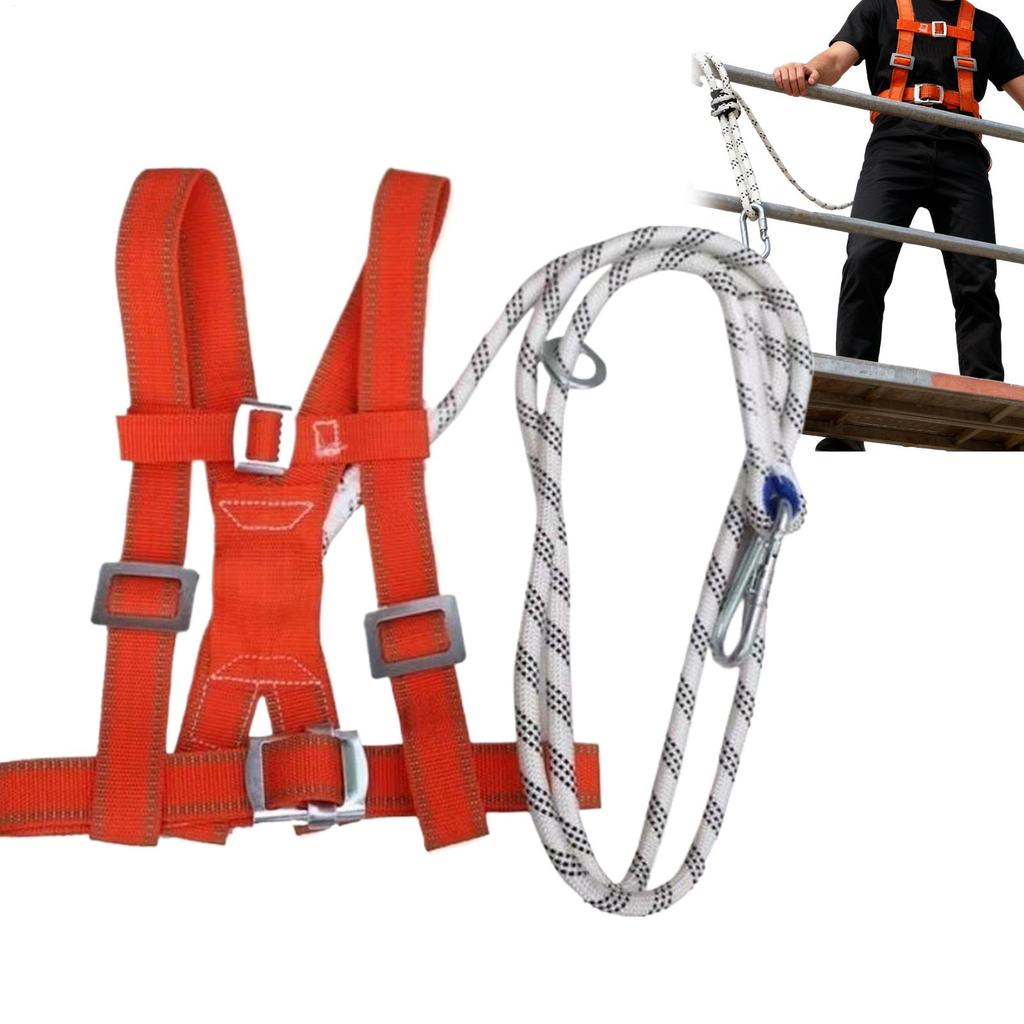 Arnés de Seguridad Ajustable para Trabajos en Altura con Cuerda de Seguridad 3M, Cinturón, Mosquetón, Escalada al Aire Libre, Protección de Seguridad de Cuerpo Completo