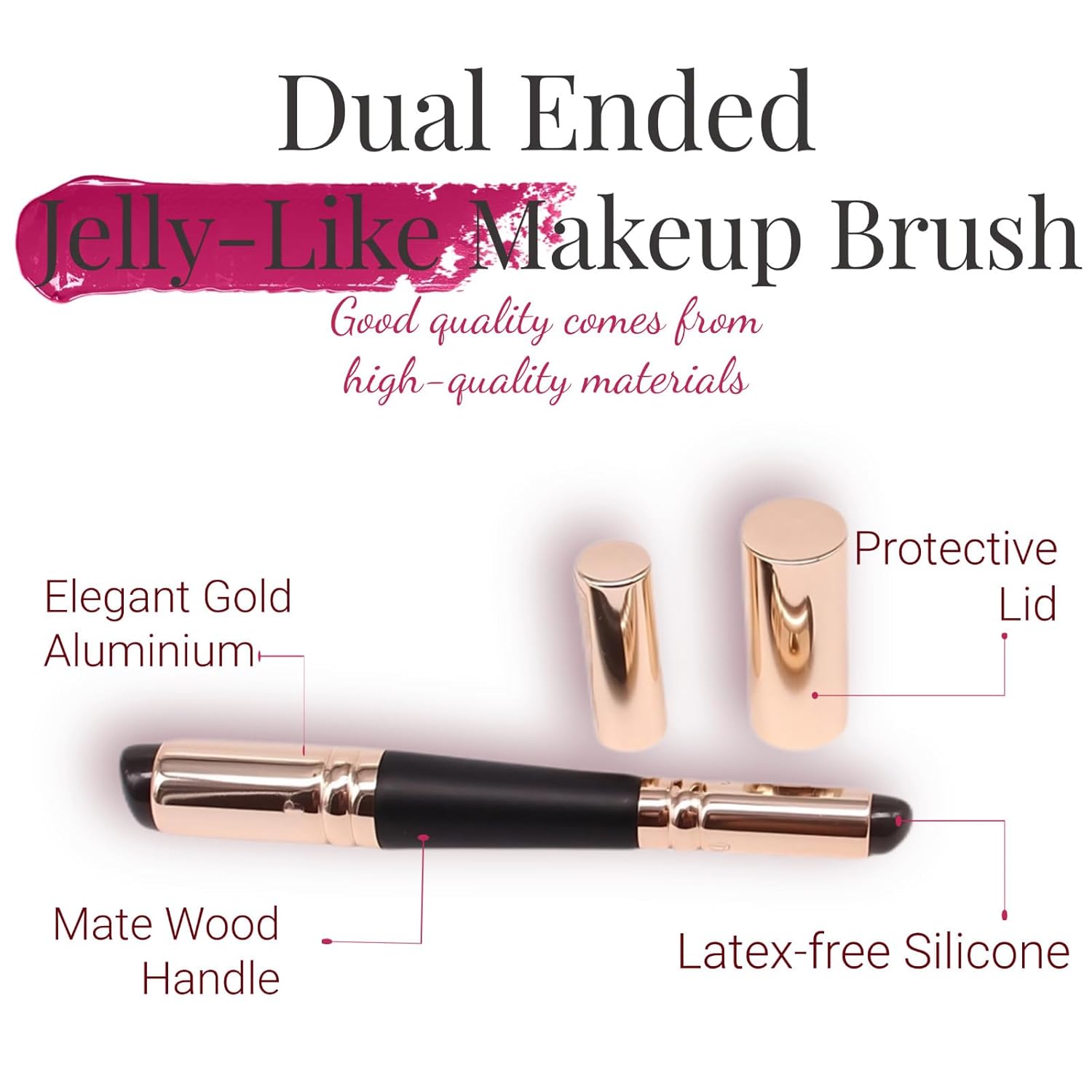 Dual Ended Silicone Lip Brush with Lid, Jelly-like Lip Makeup Brush, Versatile Makeup Applicator for Lips, Concealer, Contour, Blush, Bronzer, and