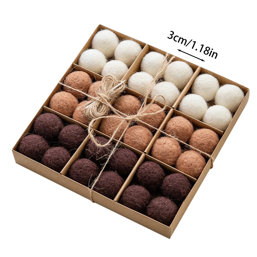 36pcs DIY Snowflake Ball Wool Felt Ball Christmas Prop Christmas Tree Atmosphere Decoration Ball Pendant Holiday Atmosphere Prop 3cm1.18 inches