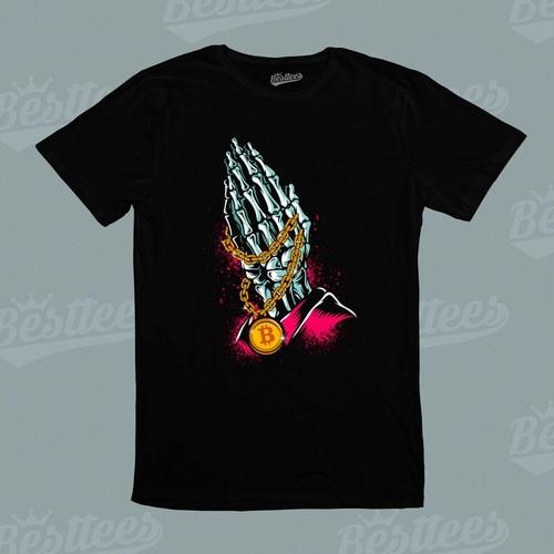 UNISEX Kids Adult MEN WOMEN Skeleton Hand Crypto Cryptocurrency Bitcoin T-Shirt S разноцветный