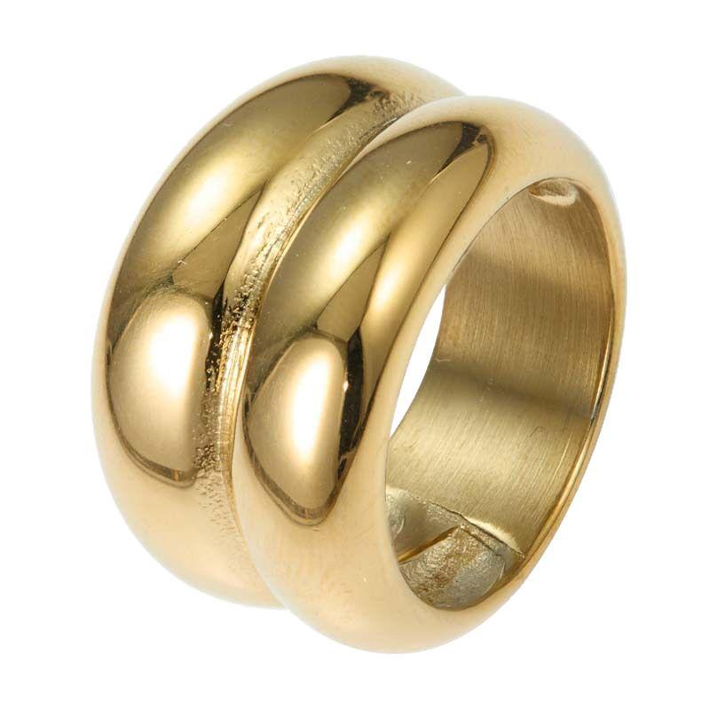 Wide-sided Double-layer Circle Ring, Titanium Steel Plating, Non-fading Retro Ring, Women's Fashion Ins