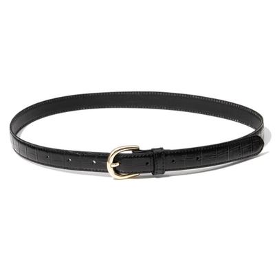 Halden (W) Crocodile Pattern Cowhide Leather Belt (T014_black)