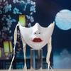 Painted Beauty Mask Masquerade Mask Party Mask Aesthetic Mask Mechanical Half Face Mask for Halloween Christmas Cosplay
