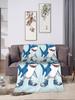 Soft Blanket for Adults  Cartoon Shark with Blue Shoes Camping Throw Bedding Sofa Cover Trendy Street Design
