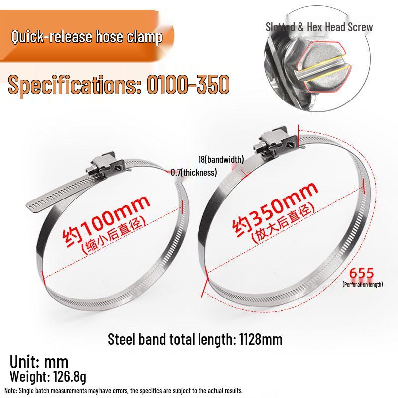 304 Stainless Steel Quick Release Hose Clamp: Widened, Thickened Light Pole Clamping Band