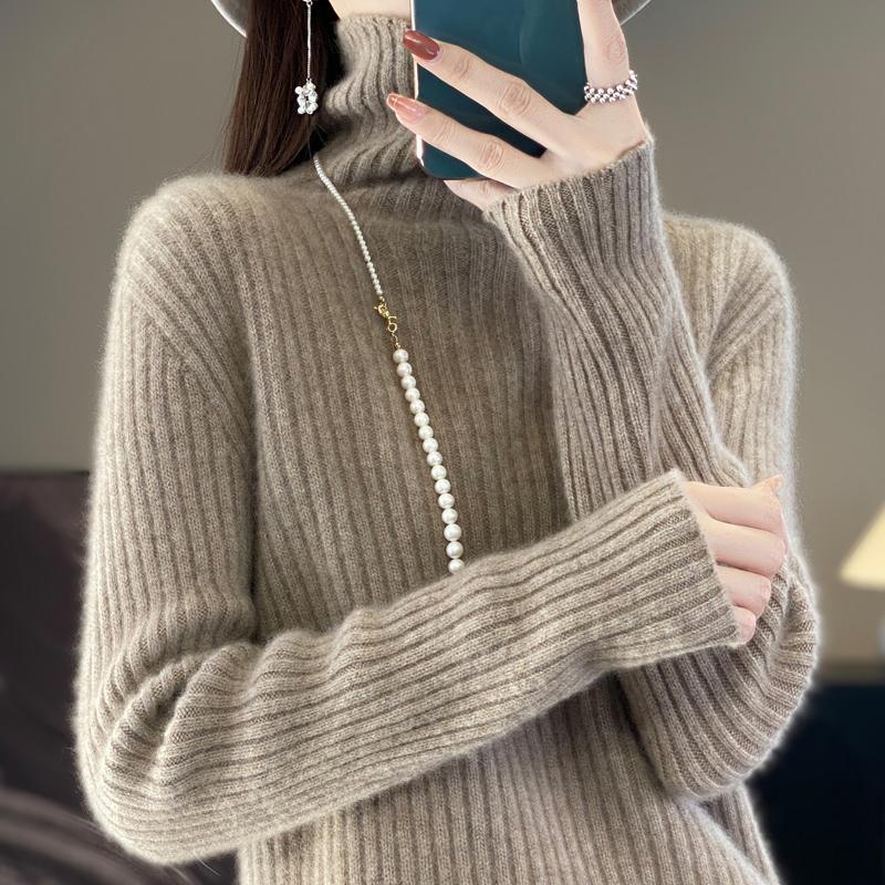 Women Sweater 100% Wool MODERN NEW SAGA Turtleneck Knit Pullover Thick Winter Jumpers Female Knit Tops