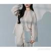 Yes Family Double Gauze Pajama Long Front Size Beige Women's Set, 100% Cotton, Sleeves, Opening, Loungewear, L,