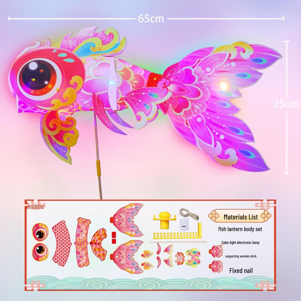 Shake Snake Dragon Lantern DIY Kit – Children's Luminous Cartoon Lantern for New Year and Spring Festival Celebrations