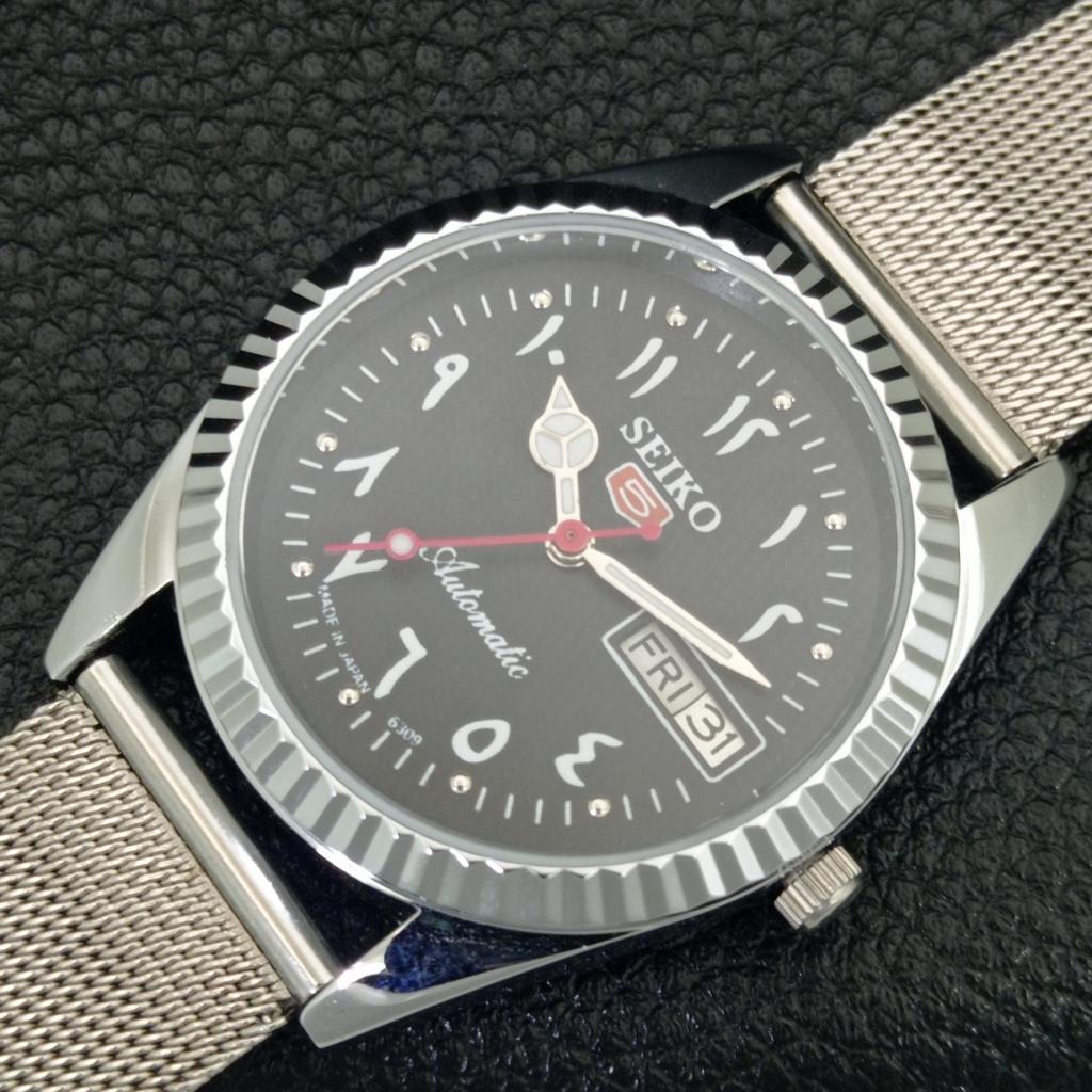 AUTOMATIC VINTAGE REFURBISHED SEIKO 5 6309A JAPAN MENS BLACK WATCH A442513-1