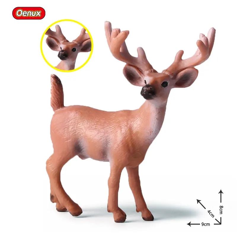 Oenux Forest Deer Animals Simulation Wild White-Tailed Elk Action Figures Moose Figurines Model Decoration Toy Kids Xmas Gift