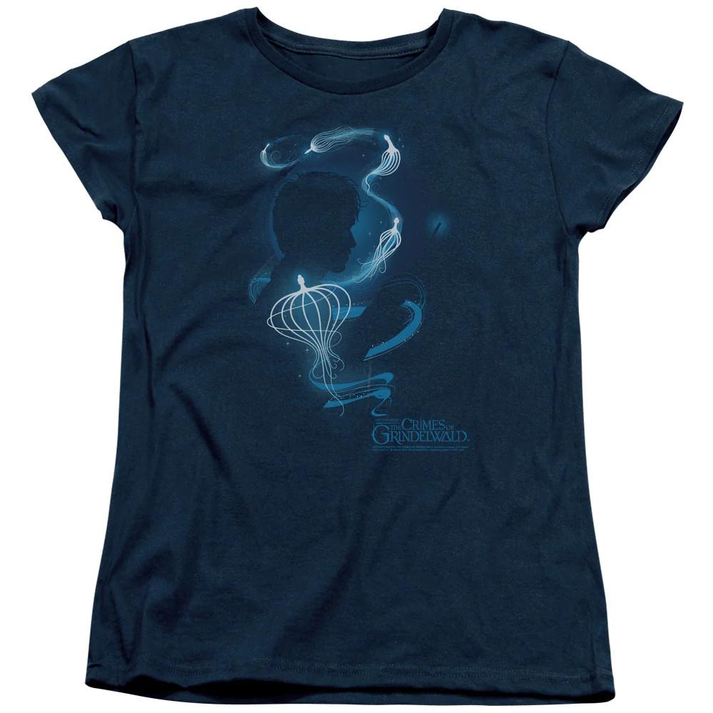 

Fantastic Beasts 2 Newt Silhouette Womens T Shirt Navy Blue 2XL
