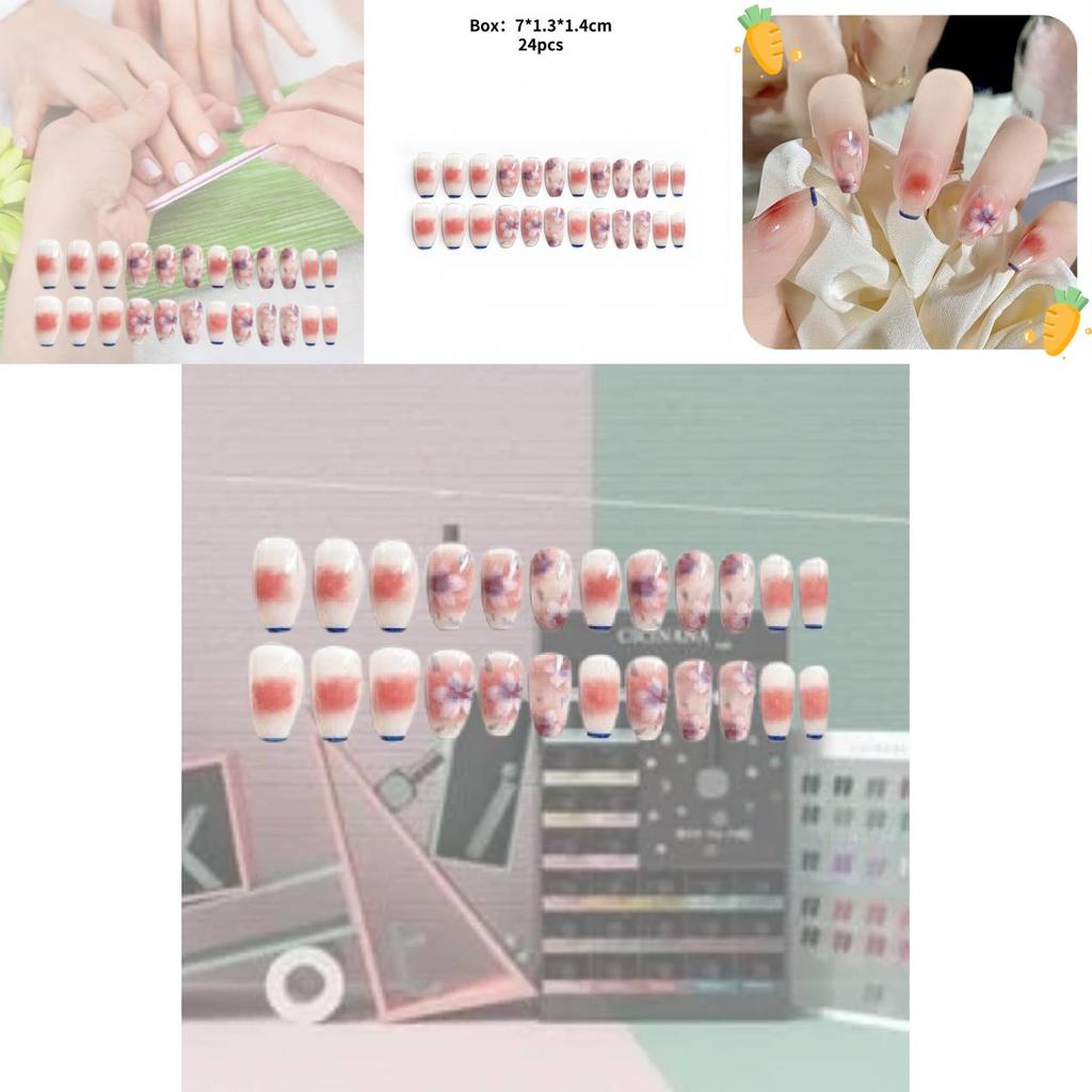 Wearable Nail Sticker Flower Rendering Wearable Nail Piece Nail Piece Removable Nail Sticker Piece Finished Y21