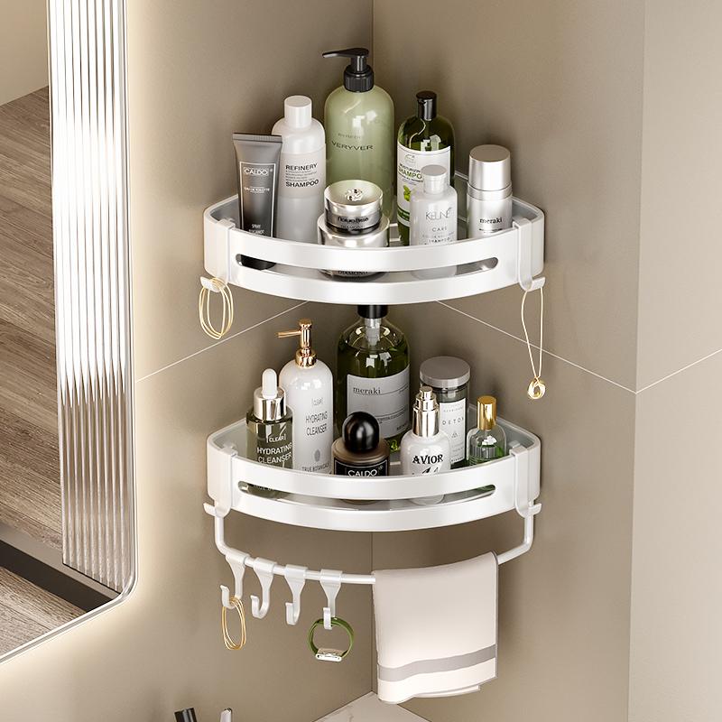 Bathroom Accessories Shelf Shower Shelves Shampoo Storage Rack Kitchen Storage Holder Punch-Free Wall Mounted Organizer