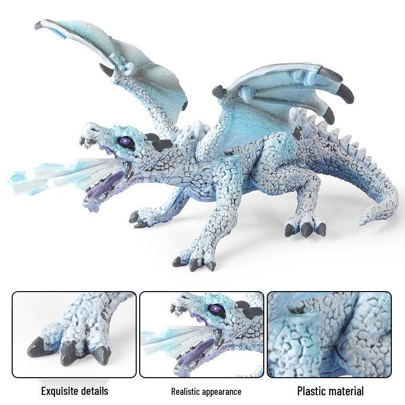 Children's Fantasy Dragon Toy Set: Knight, Elf, Animal, and Fire-Breathing Flying Dragon Model