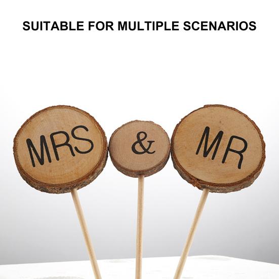 3 Stück Kuchendekorationen Umweltfreundlich Englisch Bedruckt Holz Dessert Cupcake Topper für Geburtstag