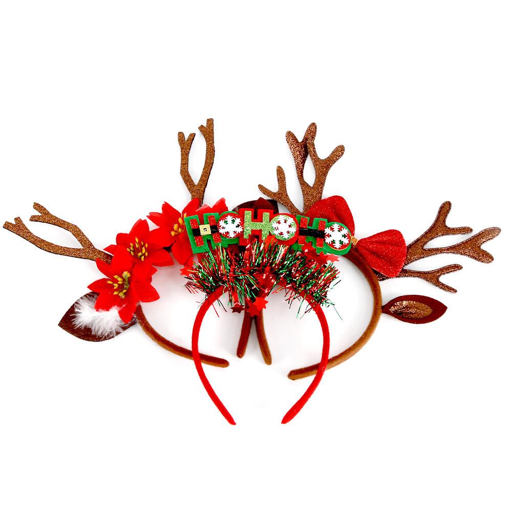 Adorable Christmas Antler Headband Cute Plush Party Decoration With Sequins