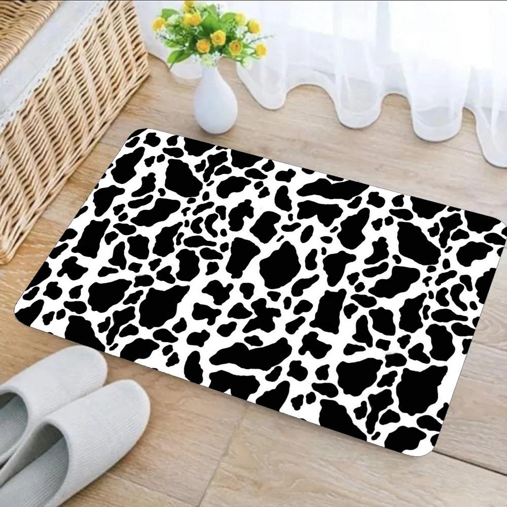1pc Cow Animal Print Bathroom Absorbent Mats Anti-Slip Mats Home Decor Supplies Carpets Home Kitchen Floor Mats