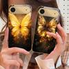 Flame Warm Butterfly For IPhone 17Pro Max 16 17 Pro 15 Pro 14 13 Plus 12 Mini 11Pro Max XR 16E 17Air Golden glass phone case