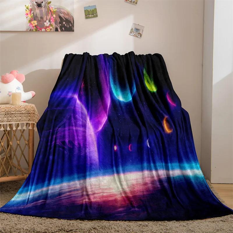 Space Blanket for Boys Kids Girls Fleece Throw Blanket with Galaxy Design for Bed Sofa Couch Soft Blanket Space Room Decor Gift