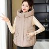 Autumn and winter down cotton vest women's short student hooded vest warm and thin vest jacket