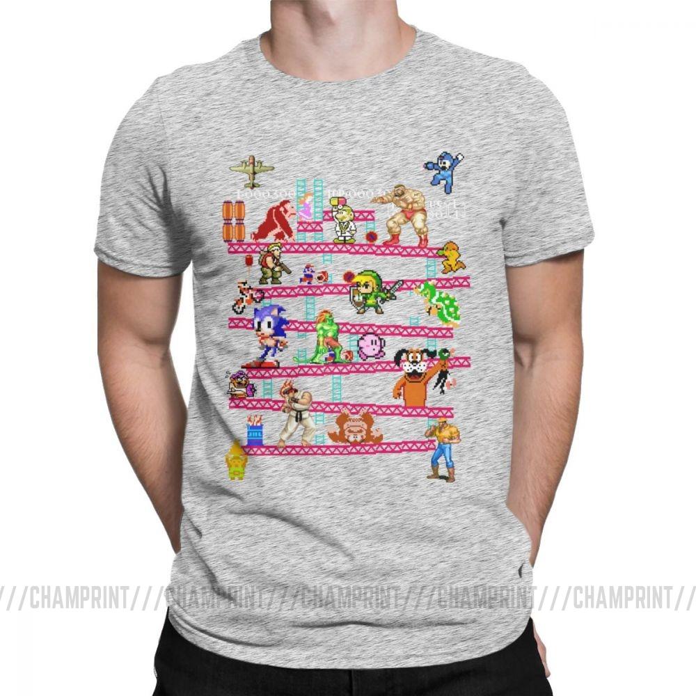 Men Arcade Game Collage T Shirts Console Game Vintage Style Tee Shirt Classic La Camiseta