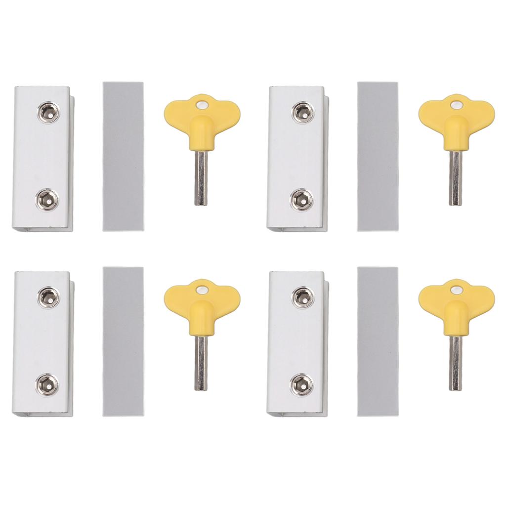 4PCS Window Locks Silver Window Stopper Aluminium Simple Installation Protective Pad Window