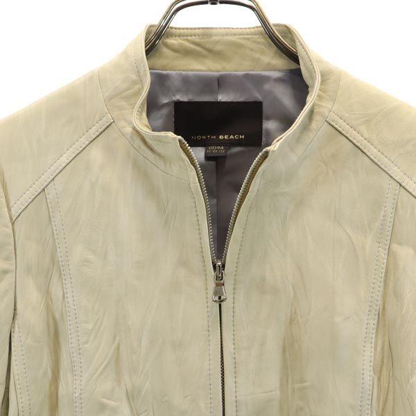 North Beach Lambskin Leather Jacket S(44) Ivory Sheep Leather Women Used