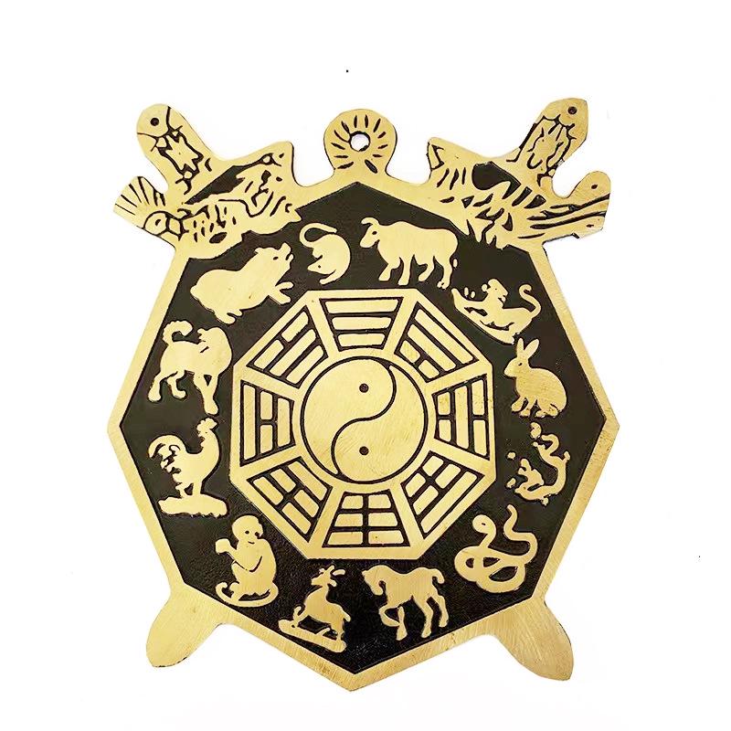 Großer Kupfer-Bagua-Konvexspiegel für Zuhause - Yin-Yang-Tai-Chi-Diagramm-Anhänger für Haustür, Balkon oder Fenster