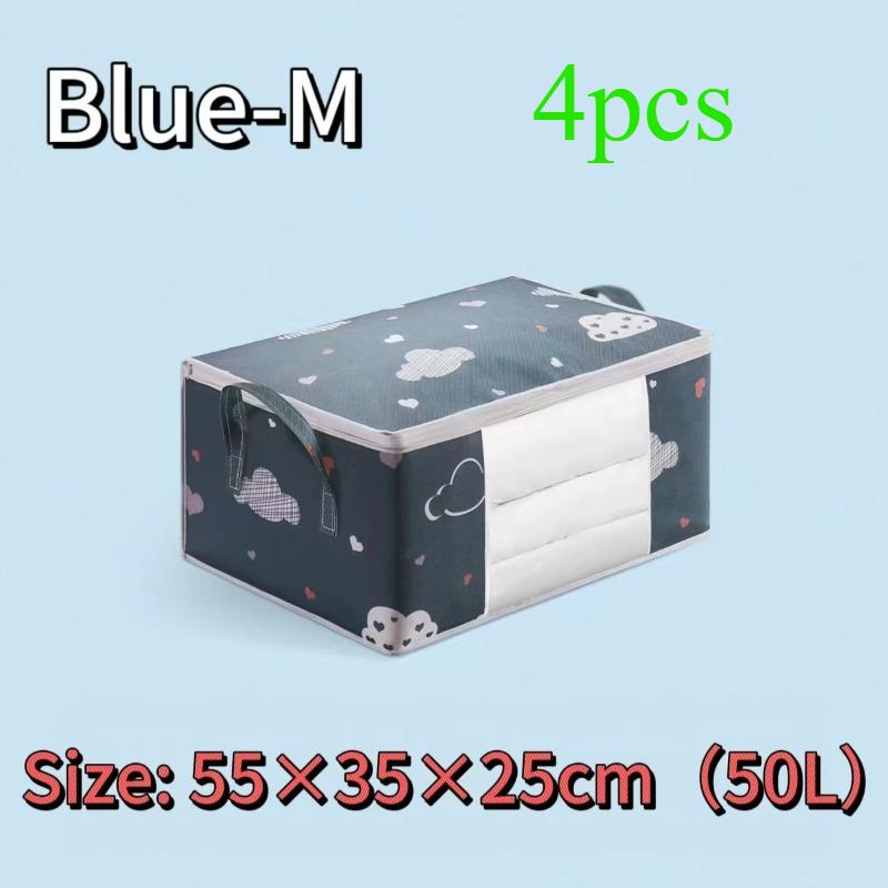Large Capacity Non-Woven Fabric Moving Storage Bag with Handles Cloud Cotton Quilt Organizer Horizontal Style for Home Use