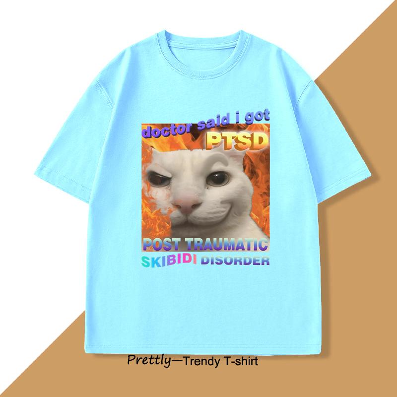 

Skibidi Disorder Funny Cat Meme T Shirt Women Men Silly Cats Tshirt Ugly Stupid Tshirt Gifts for Cat Lovers Streetwear Clothes 4XL