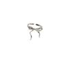 Elegant Silver Bow Line Adjustable Women's Ring
