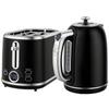Polished Retro 40-100 degrees C Kettle and Toaster Set - Black
