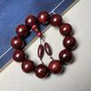 Zambia Blood Sandalwood Beads Bracelet: High-Density Small-Leaf Red Sandalwood with Gold Star Design, Prayer Beads.