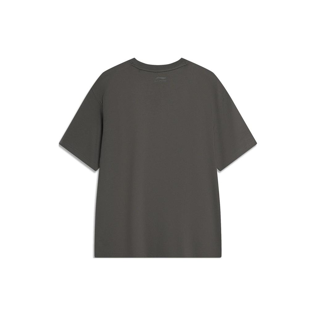 Li-Ning Soft Comfortable Loose Versatile Round Neck Pullover Short Sleeve T-Shirt Unisex Tops Graphite-Grey AHSU743-11