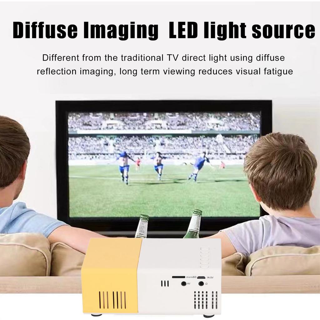 Projector 1080p Diffuse Reflection Imaging Support 23 Languages HD Projector with Spkers Yellow