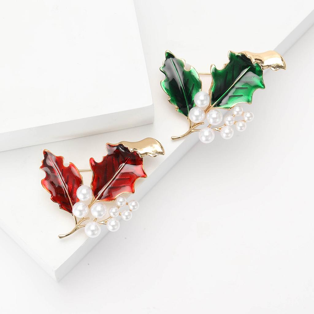 Simple And Exquisite Alloy Pearl Leaf Brooch Fashionable Versatile Women'S Suit Cardigan Corsage Jewelry Pin