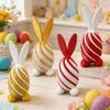 3D Printed Spiral Rabbit Figurine Two-Tone Easter Bunny Figurine Stress Relief Egg Sculpture for Home Office Desk Bookshelf Decor