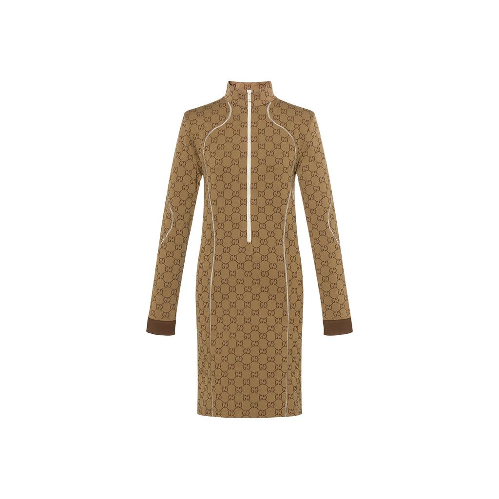 GUCCI Gg Jersey Jacquard Dress 'Beige/Ebony' 715525-XJETY-9742