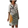 Women Summer V-neck Folk-custom Plus Size Print Loose Mid-sleeve Dress