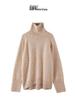 Women's Autumn/Winter High Neck Patterned Cashmere Raglan Sweater